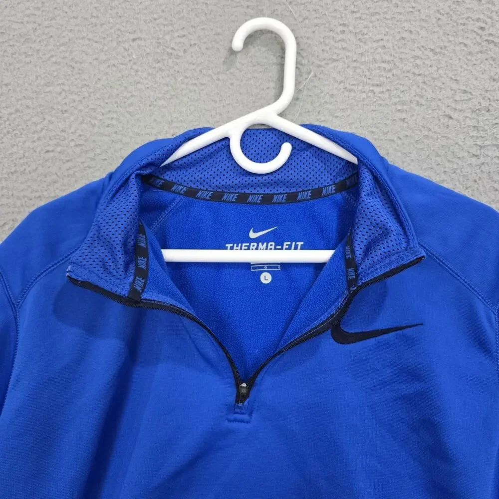 NIKE Pullover Sweatshirt Mens Extra Large Therma Fit Blue 1/4 Zip 715199-480 EUC